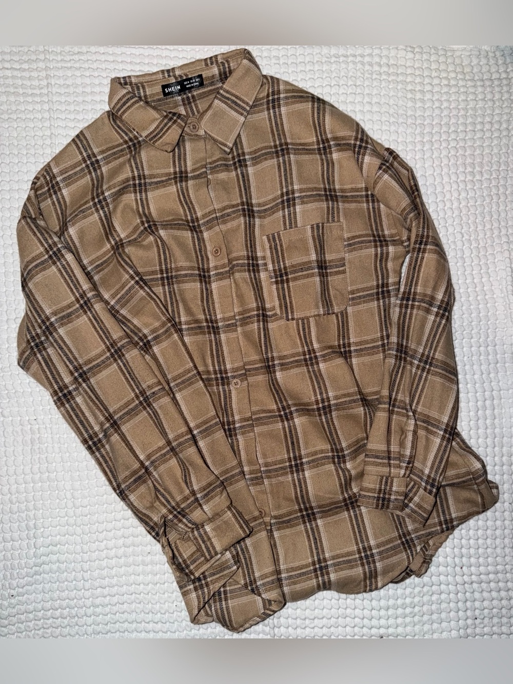 SHEIN Brown Plaid Button-Down Shirt